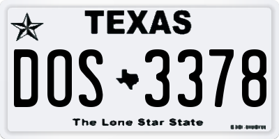 TX license plate DOS3378