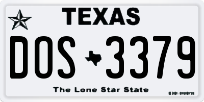 TX license plate DOS3379