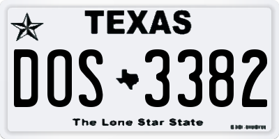 TX license plate DOS3382