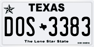 TX license plate DOS3383