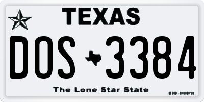 TX license plate DOS3384