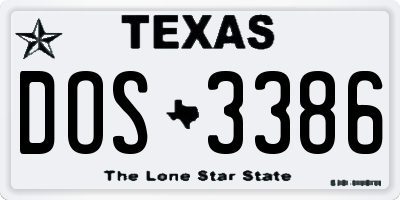 TX license plate DOS3386