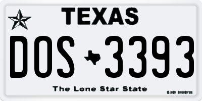 TX license plate DOS3393