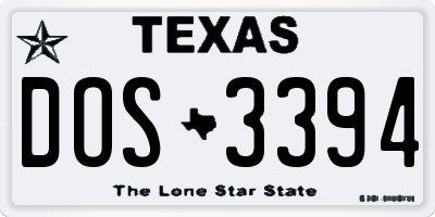 TX license plate DOS3394