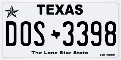 TX license plate DOS3398
