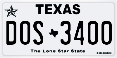 TX license plate DOS3400