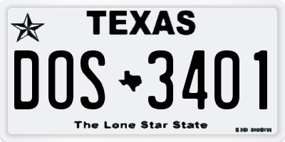 TX license plate DOS3401