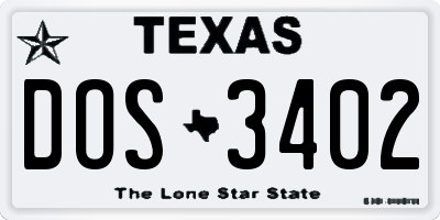 TX license plate DOS3402