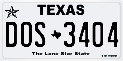 TX license plate DOS3404