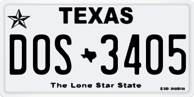 TX license plate DOS3405