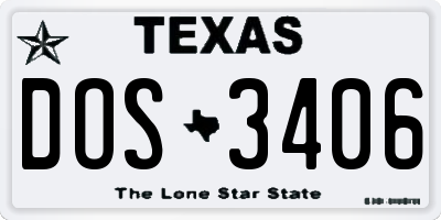 TX license plate DOS3406