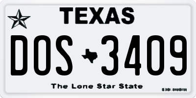 TX license plate DOS3409