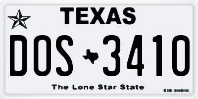 TX license plate DOS3410