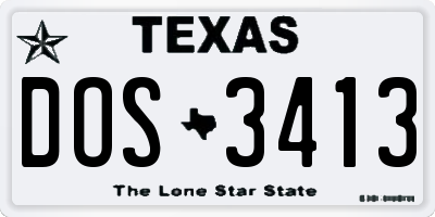 TX license plate DOS3413