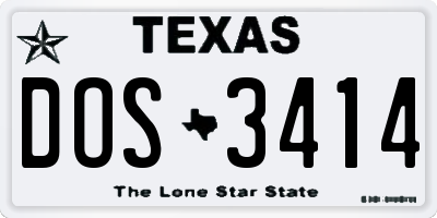 TX license plate DOS3414