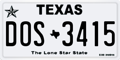 TX license plate DOS3415