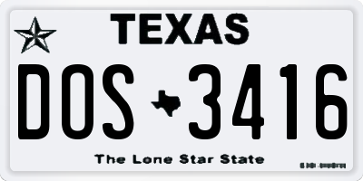 TX license plate DOS3416