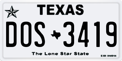 TX license plate DOS3419