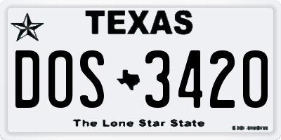 TX license plate DOS3420