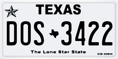TX license plate DOS3422