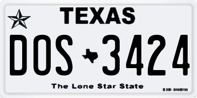 TX license plate DOS3424