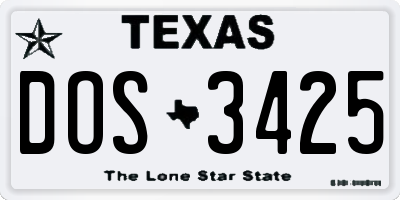 TX license plate DOS3425