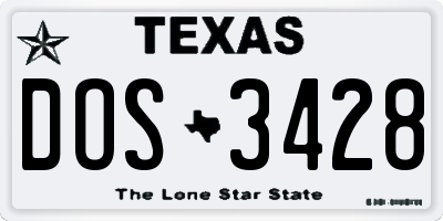 TX license plate DOS3428