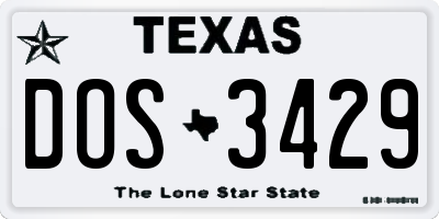 TX license plate DOS3429