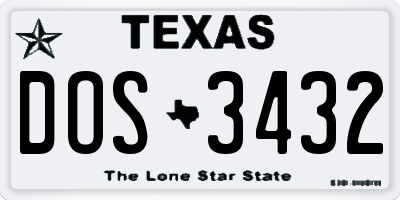 TX license plate DOS3432