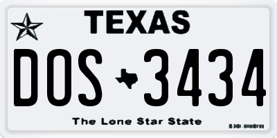 TX license plate DOS3434