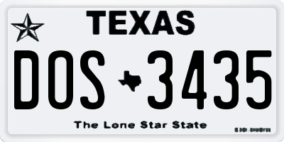 TX license plate DOS3435