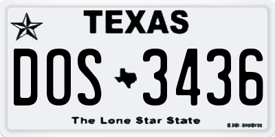 TX license plate DOS3436