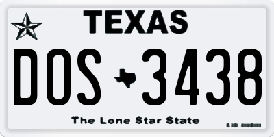 TX license plate DOS3438