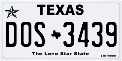 TX license plate DOS3439