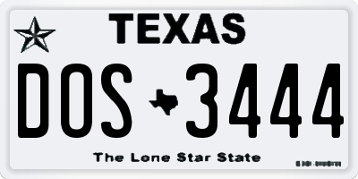 TX license plate DOS3444