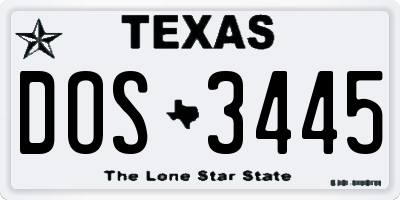TX license plate DOS3445
