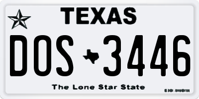 TX license plate DOS3446