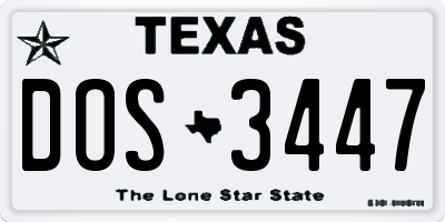 TX license plate DOS3447