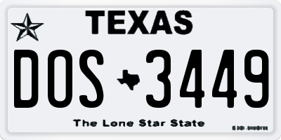 TX license plate DOS3449