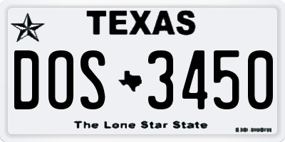 TX license plate DOS3450