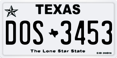 TX license plate DOS3453