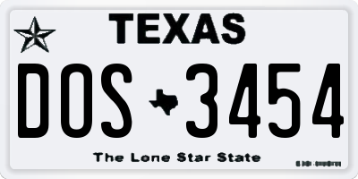 TX license plate DOS3454