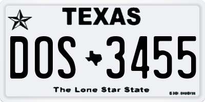 TX license plate DOS3455