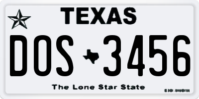 TX license plate DOS3456