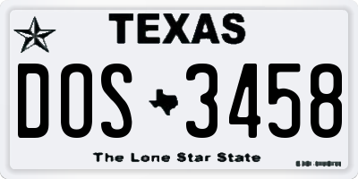 TX license plate DOS3458