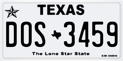 TX license plate DOS3459