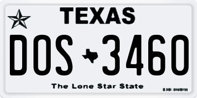 TX license plate DOS3460