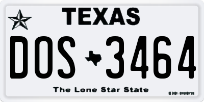 TX license plate DOS3464
