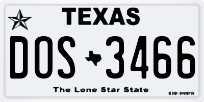 TX license plate DOS3466