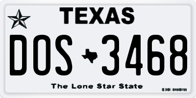 TX license plate DOS3468